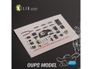 Kelik Decals 3D K72159 Autocollants 3D intérieurs ARMSTRONG WHITWORTH WHITLEY MK.V pour kit Airfix 1/72