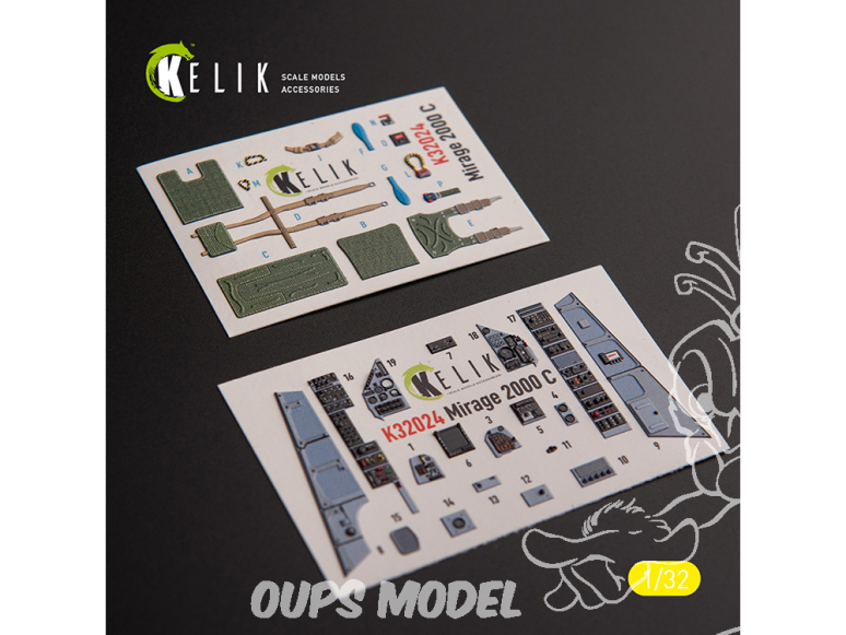 Kelik Decals 3D K32015 Autocollant 3D intérieur P-51D Mustang pour kit Tamiya 1/32