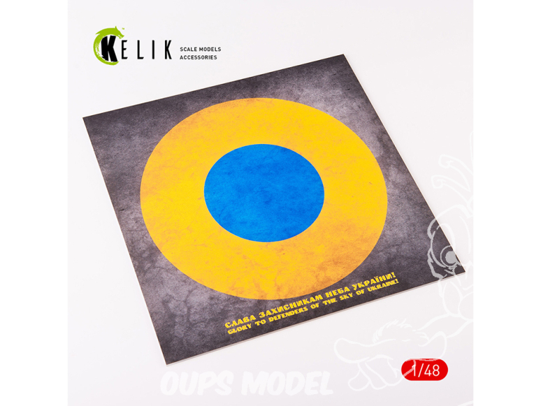 Kelik KS48024 Cocarde Ukraine « Gloire aux défenseurs » Acrylique 3 mm 240 x 240 mm 190 g 1/72 1/48
