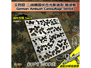 Alexen Models AJ0021 Pochoir camouflage Allemand à points ondulés clairs et ombrés Ardennes de la Forêt-Noire WWII Style B 1/35