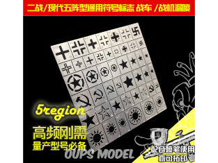 Alexen Models AJ0024 Pochoir modèles char avec logo nationaux de la Seconde Guerre mondiale 1/35 1/48