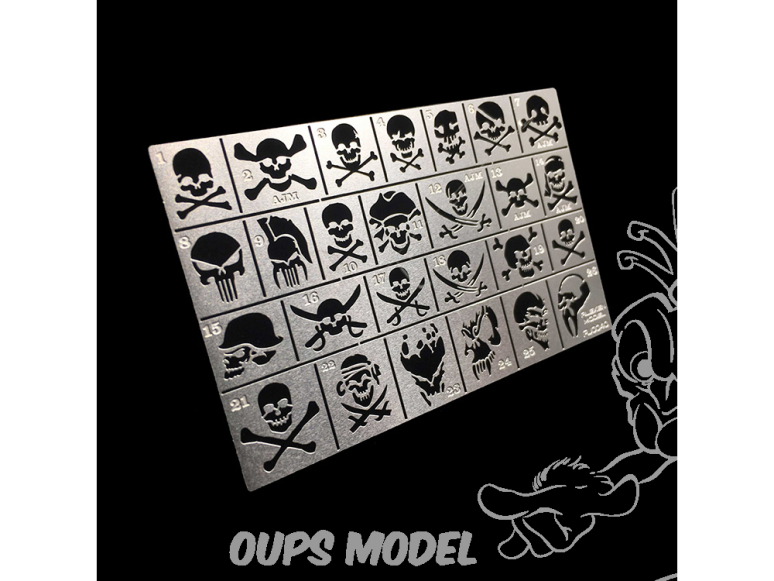 Alexen Models AJ0040 Pochoir Modèle de logo Téte de mort armure/combattant/science-fiction/mecha 1/35