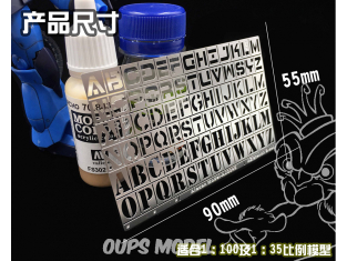 Alexen Models AJ0046 Pochoir lettres pour Gundam/Cage/modèle militaire, numéro d'équipement lourd standard, version B