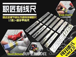Alexen Models AJ0090 Pochoir Gundam Craftsman 13 en 1, reconstruction complète des détails, ligne d'assistance, règle divisée