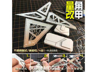 Alexen Models AJ0092 Pochoir Règle auxiliaire de mesure d'angle fixe et de marquage des bords d'armure Gundam 4 en 1
