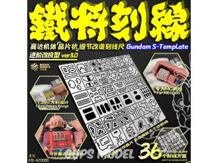 Alexen Models AJ0095 Pochoir Règle de traçage pour modification des détails de l'armure Gundam pour MG 1/100