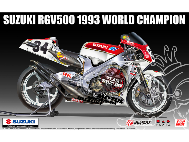 Beemax maquette moto B13001 Suzuki RGV (XR79) 1993 WGP500 World Champion Kevin Schwantz 1/12