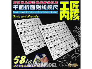 Alexen Models AJ0097 Pochoir Gabarit de traçage de surface plane et pliée pour Gundam Type-N 57in1