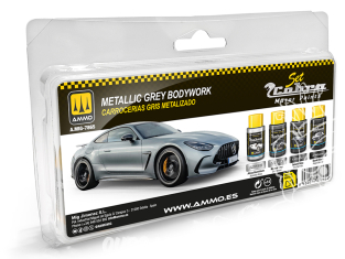 MIG peinture Cobra Motor 7865 Set peintures carrosserie gris métallisé 4 x 30ml