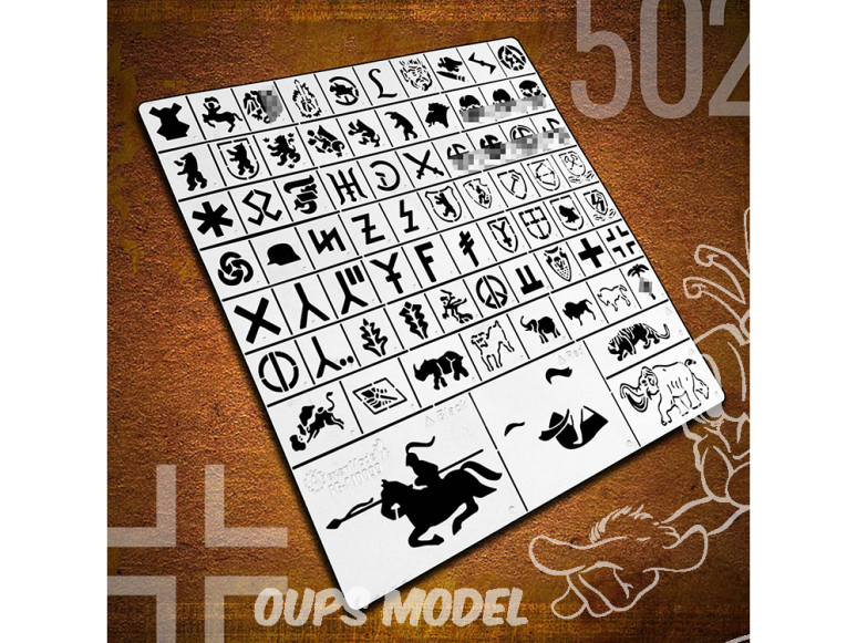 Alexen Models AJ0099 Pochoir emblème du 502e bataillon de chars allemand de la Seconde Guerre mondiale 1/35