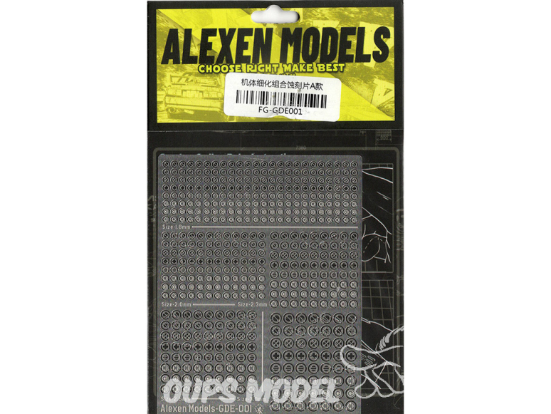 Alexen Models GDE001 Pochoir de pièces de gravure d'amélioration Gundam et Zakudetail combinées style empilé A