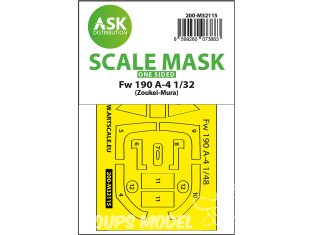 ASK Art Scale Kit Mask M32115 Focke Wulf Fw 190 A-4 Zoukei Mura Recto 1/32