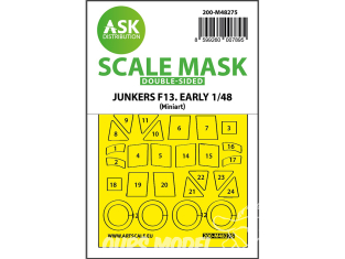 ASK Art Scale Kit Mask M48275 Junkers F13. Early Mini Art Recto Verso 1/48
