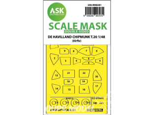 ASK Art Scale Kit Mask M48281 De Havilland Chipmunk T.20 Airfix Recto Verso 1/48