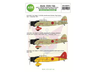 ASK Art Scale Kit Décalcomanies D48070 Aichi D3A1 Val Partie 2 - Attaque de Pearl Harbor 7 Décembre 1941 1/48