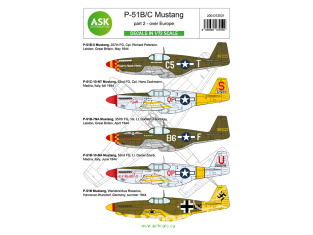 ASK Art Scale Kit Décalcomanies D72031 P-51B/C Mustang Partie 2 - Europe 1/72