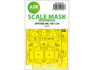 ASK Art Scale Kit Mask M24007 Spitfire Mk.VIII Airfix Recto Verso 1/24