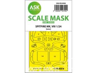 ASK Art Scale Kit Mask M24008 Spitfire Mk.VIII Airfix Recto 1/24