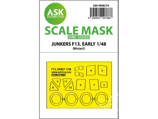 ASK Art Scale Kit Mask M48274 Junkers F13. Early Mini Art Recto 1/48
