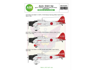 ASK Art Scale Kit Décalcomanies D72035 Aichi D3A1 Val Partie 4 - Au dessus de la Chine 1/72
