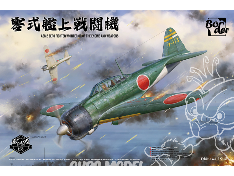 Border model maquette avion BF-006 A6M2 Zero Fighter avec intérieur moteur et armement Okinawa 1945 1/35