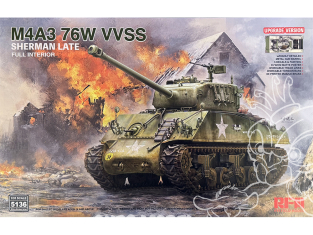 Rye Field Model maquette militaire 5136 M4A3 76W VVSS Sheman Late avec intérieur complet Version Upgrade 1/35
