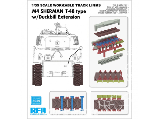 Rye Field Model maquette militaire 3029 Chenilles maillon par maillon M4 Sherman Type T-48 avec extension Duckbill 1/35