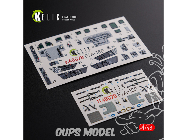 Kelik Decals 3D K48078 Intérieur du F/A-18F Super Hornet décalcomanies 3D kit MENG 1/48