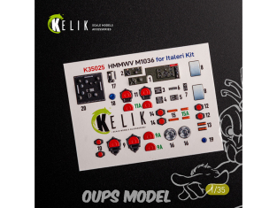 Kelik Decals 3D K35025 Décalcomanies 3D intérieur HUMVEE HMMWV M1036 avec TOW version verte Nato kit Italeri 1/35