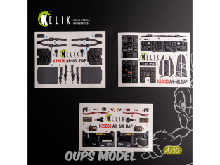 Kelik Decals 3D K35030 Autocollants 3D intérieurs AH-60L DAP pour le kit Academy 1/35