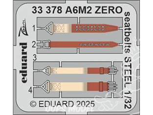 Eduard photodécoupe avion 33378 Harnais métal A6M2 Zero Tamiya 1/32