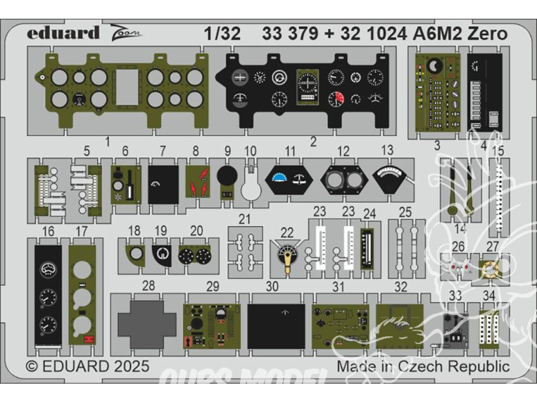 Eduard photodécoupe avion 33379 Zoom intérieur A6M2 Zero Tamiya 1/32