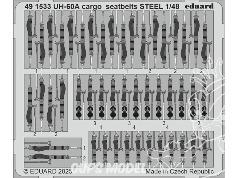 EDUARD photodecoupe hélicoptère 491533 Harnais cargo UH-60A Icm 1/48