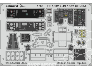 EDUARD photodecoupe hélicoptère FE1532 Zoom amélioration UH-60A Icm 1/48