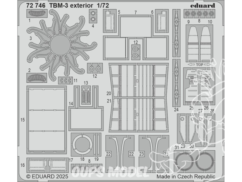 Eduard photodecoupe avion 72746 Extérieur TBM-3 Hobby Boss 1/72