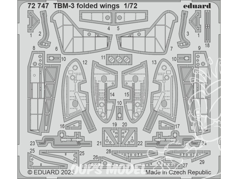 Eduard photodecoupe avion 72747 Ailes repliées TBM-3 Hobby Boss 1/72