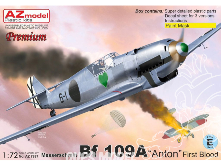 AZ Model Kit avion AZ7887 Messerschmitt Bf 109A Anton First Blood 1/72