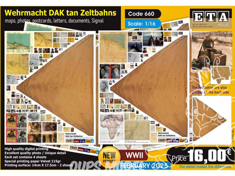 ETA diorama 660 Bâches de tente beiges Wehrmacht DAK WWII 1/16
