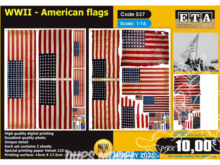 ETA diorama 537 Drapeaux américains WWII 1/16