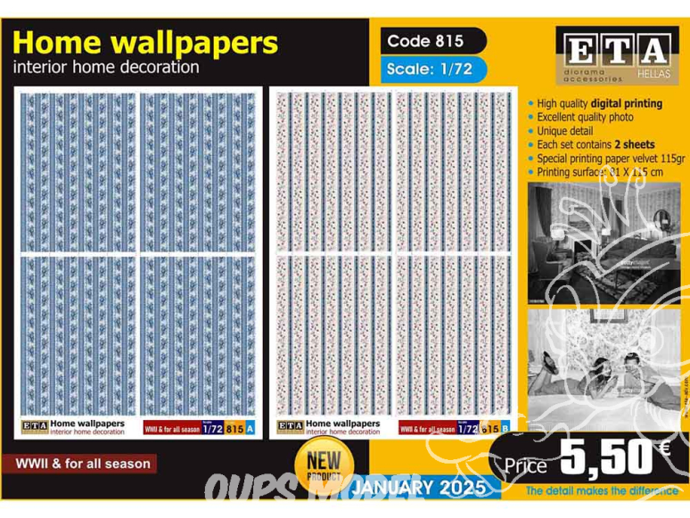 ETA diorama 815 Papiers peints 1/72 1/76