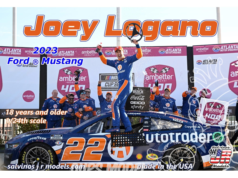 JR Models maquette voiture PF2023JLA Joey Logano 2023 Ford Mustang Race Winner Autotrader 1/25
