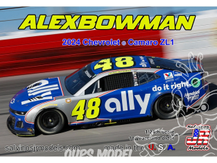 JR Models maquette voiture HMC2024ABDA Alex Bowman 2024 Chevrolet Camaro Ally Throwback Scheme 1/25