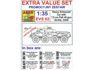 Aber EVS02 Extra value set Véhicule blindé lourd SdKfz.234/4 avec canon PaK40 de 7,5 cm pour kits Italeri 1/35