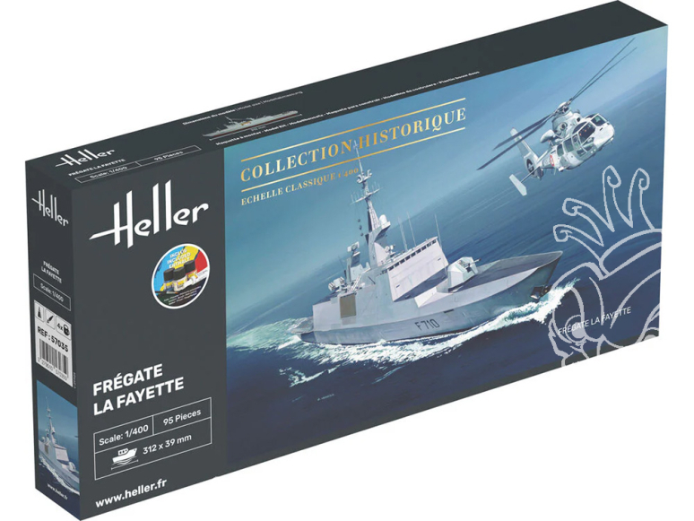 Heller maquette bateau 57035 STARTER KIT Frégate La Fayette inclus peintures principale colle et pinceau 1/400