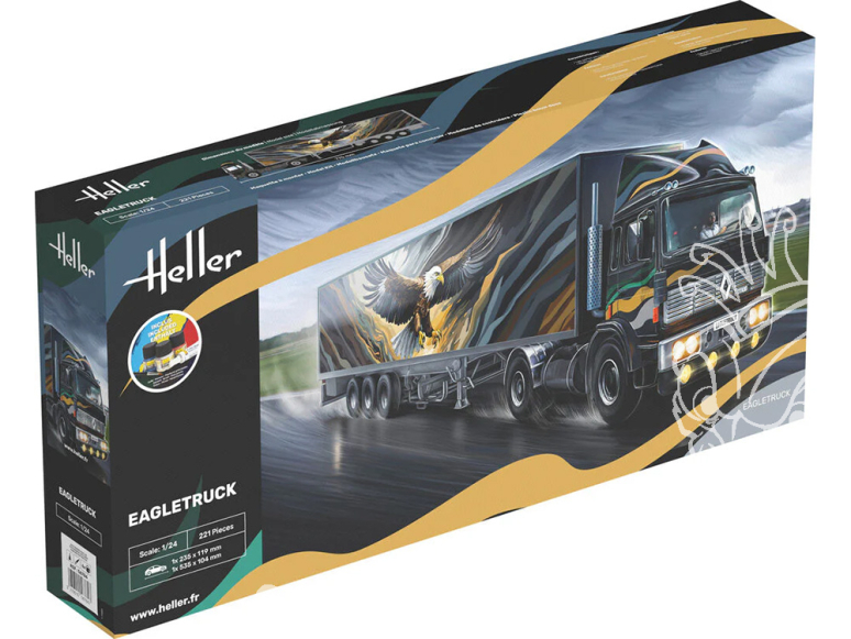 Heller maquette camion 56784 STARTER KIT Eagletruck inclus peintures principale colle et pinceau 1/24