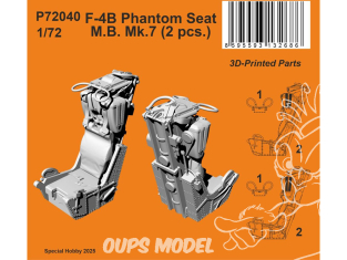 Special Hobby 3D Print avion P72040 Siège F-4B Phantom - M.B. Mk.7 2 pièces 1/72