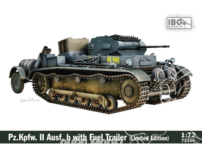 IBG maquette militaire 72166 Pz.Kpfw II Ausf.B avec remorque à carburant 1/72