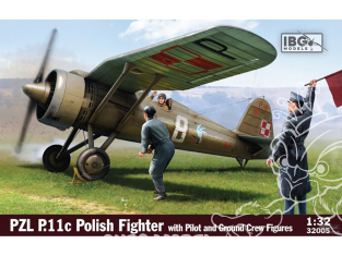 IBG maquette avion 32005 Avion Polonais PZL P.11c avec figurines de pilotes et d'équipage au sol 1/32