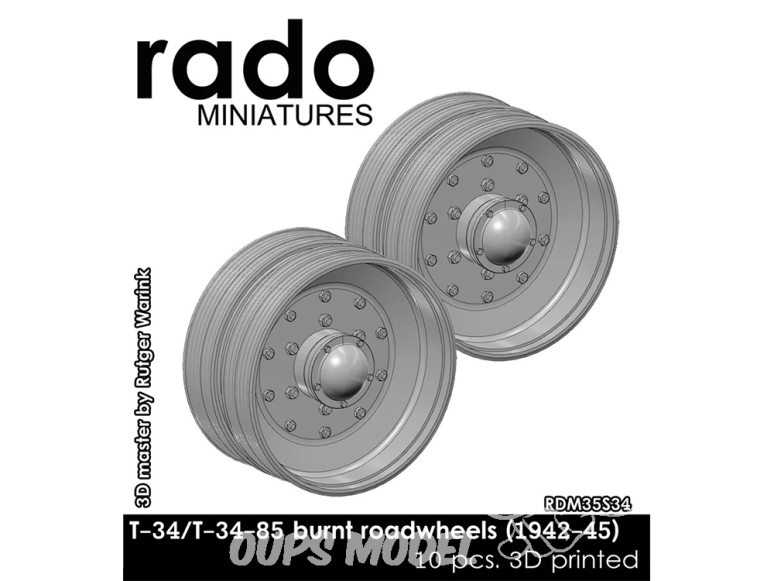 Rado miniatures accessoire RDM35S34 Roues brûlées T-34 / T-34/85 1942 - 1945 1/35