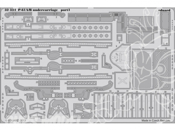 EDUARD photodecoupe avion 32334 Undercarriage P-61A/B 1/32